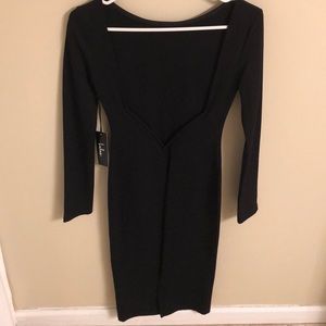 3/4 sleeve, open back cocktail dress